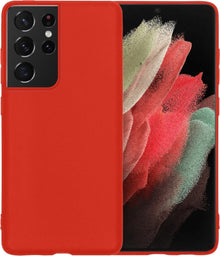 Forterra Samsung S21 Ultra Hoesje Siliconen Backcover Lichtgewicht - Rood