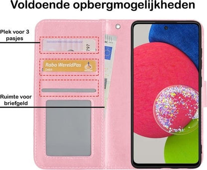 Forterra Samsung A52s Hoesje Bookcase Cover met Kaarthouder - Lichtroze