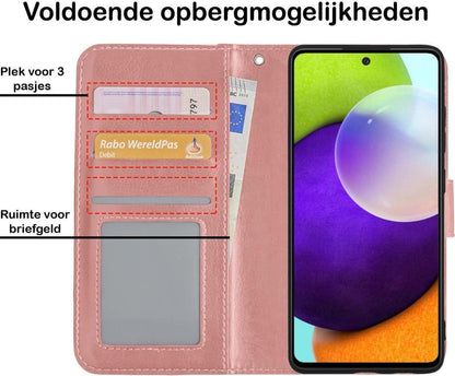 Forterra Samsung A52 5G Hoesje Bookcase Cover met Kaarthouder - Rosé goud