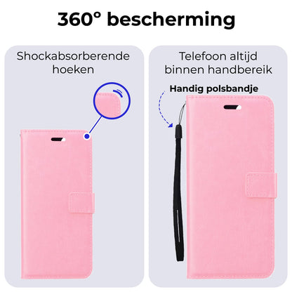 Forterra Samsung S24 Ultra Hoesje Bookcase Cover met Kaarthouder - Lichtroze