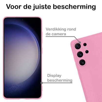 Forterra Samsung S23 Ultra Hoesje Siliconen Backcover Lichtgewicht - Roze