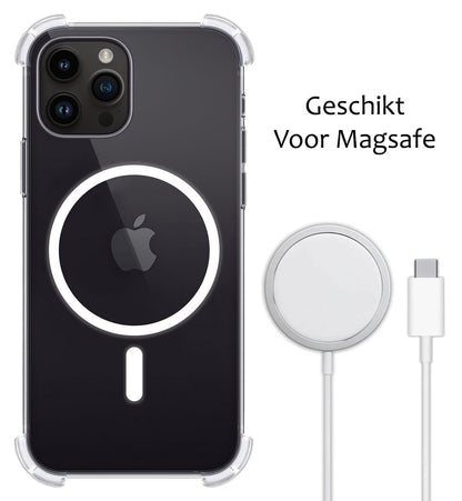 Forterra iPhone 15 Pro Max Hoesje Geschikt voor Magsafe Backcover Shockproof - Transparant