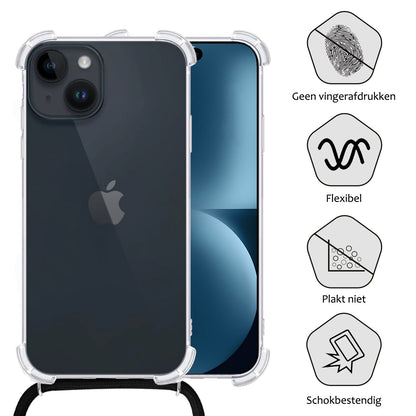 Forterra iPhone 15 Plus Hoesje met Koord Backcover Shockproof - Transparant