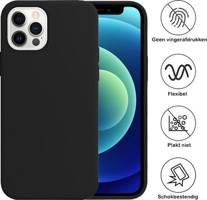 Forterra iPhone 12 Pro Max Hoesje Siliconen Backcover Lichtgewicht - Zwart