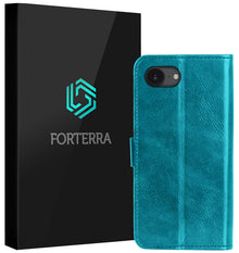 Forterra iPhone 17e Hoesje Bookcase Cover met Kaarthouder - Turquoise