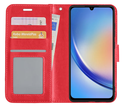 Forterra Samsung A34 Hoesje Bookcase Cover met Kaarthouder - Rood
