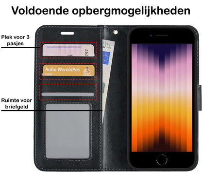 Forterra iPhone SE 2022 Hoesje Bookcase Cover met Kaarthouder - Zwart