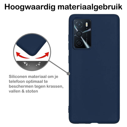 Forterra OPPO A16 Hoesje Siliconen Backcover Lichtgewicht - Donkerblauw