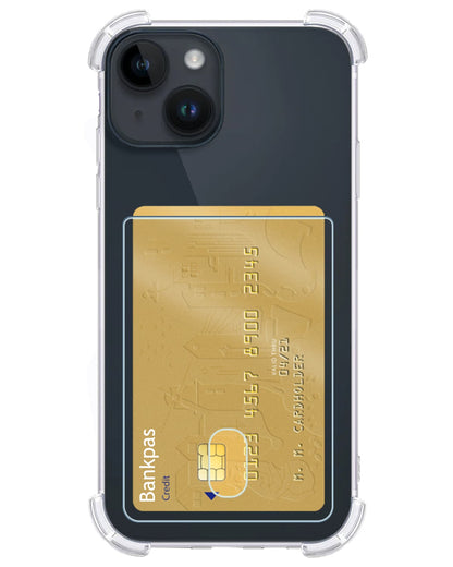 Forterra iPhone 15 Hoesje Kaarthouder Backcover Shockproof - Transparant
