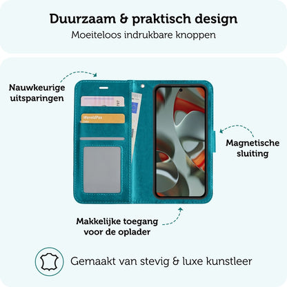 Forterra Google Pixel 10 Hoesje Bookcase Cover met Kaarthouder - Turquoise