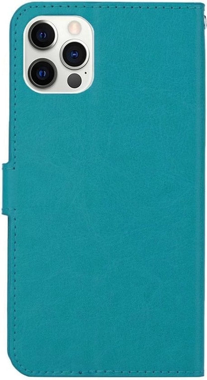 Forterra iPhone 12 Pro Hoesje Bookcase Cover met Kaarthouder - Turquoise