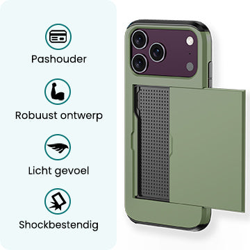 Forterra iPhone 18 Pro Hoesje Kaarthouder Hard Case Shockproof - Donkergroen