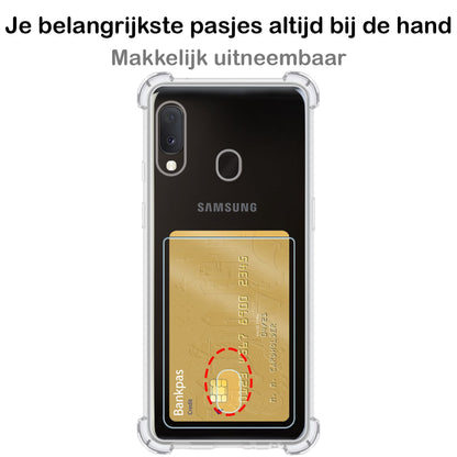 Forterra Samsung A20e Hoesje Kaarthouder Backcover Shockproof - Transparant