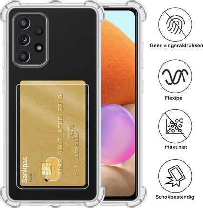 Forterra Samsung A32 5G Hoesje Kaarthouder Backcover Shockproof - Transparant