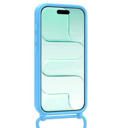 Forterra iPhone Air Hoesje Met Telefoonkoord en Pasjeshouder Siliconen - Lichtblauw