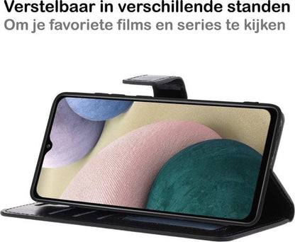 Forterra Samsung A12 Hoesje Bookcase Cover met Kaarthouder - Zwart