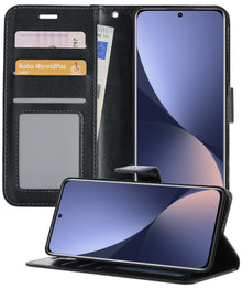 Forterra Xiaomi 12 Hoesje Bookcase Cover met Kaarthouder - Zwart