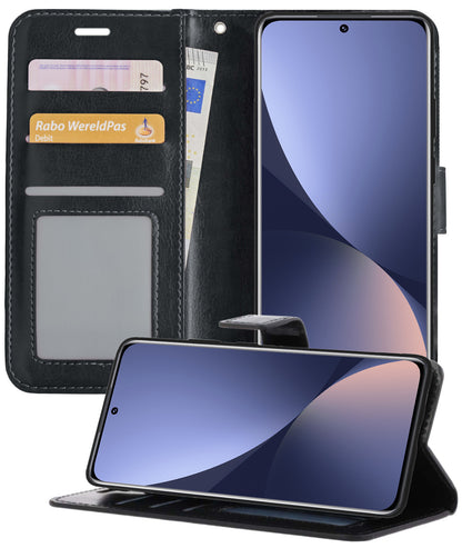 Forterra Xiaomi 12 Hoesje Bookcase Cover met Kaarthouder - Zwart