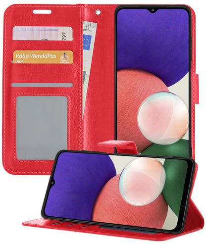 Forterra Samsung M22 Hoesje Bookcase Cover met Kaarthouder - Rood