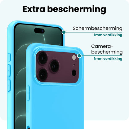 Forterra iPhone 18 Pro Max Hoesje Siliconen Backcover Lichtgewicht - Lichtblauw