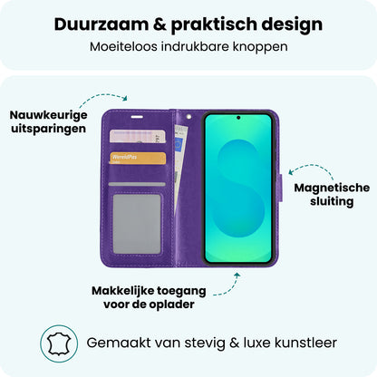 Forterra Samsung S25 Hoesje Bookcase Cover met Kaarthouder - Paars
