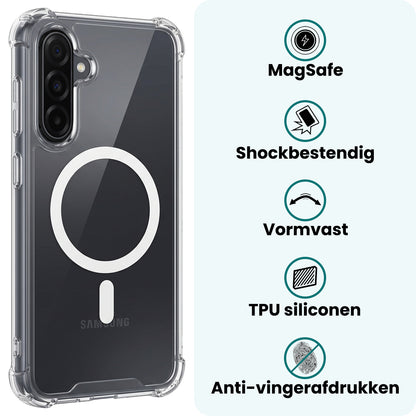 Forterra Samsung A36 Hoesje Geschikt voor Magsafe Backcover Shockproof - Transparant