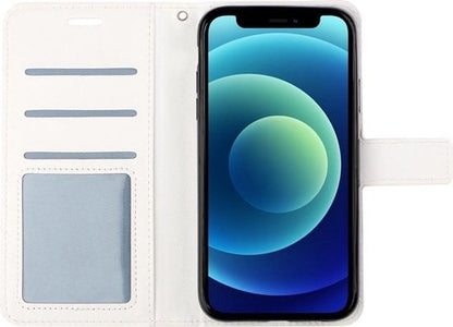 Forterra iPhone 12 Hoesje Bookcase Cover met Kaarthouder - Wit