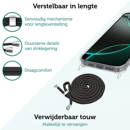 Forterra iPhone 16 Pro Hoesje met Koord Backcover Shockproof - Transparant