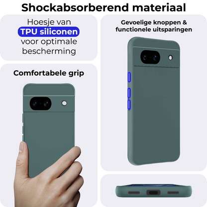 Forterra Google Pixel 8a Hoesje Siliconen Backcover Lichtgewicht - Donkergroen