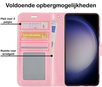 Forterra Samsung S23 Plus Hoesje Bookcase Cover met Kaarthouder - Lichtroze