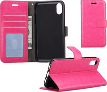 Forterra iPhone Xs Max Hoesje Bookcase Cover met Kaarthouder - Donkerroze