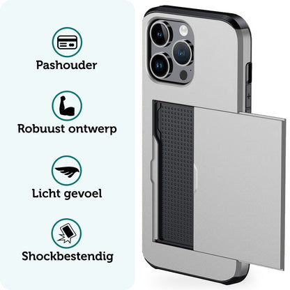 Forterra iPhone 16 Pro Max Hoesje Kaarthouder Hard Case Shockproof - Grijs