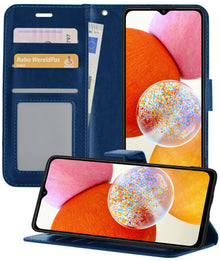 Forterra Samsung A14 Hoesje Bookcase Cover met Kaarthouder - Donkerblauw