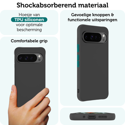 Forterra Google Pixel 10 Pro Hoesje Siliconen Backcover Lichtgewicht - Zwart