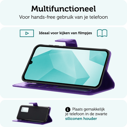 Forterra Samsung A16 Hoesje Bookcase Cover met Kaarthouder - Paars