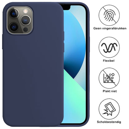 Forterra iPhone 14 Pro Hoesje Siliconen Backcover Lichtgewicht - Donkerblauw