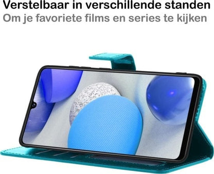 Forterra Samsung A42 Hoesje Bookcase Cover met Kaarthouder - Turquoise