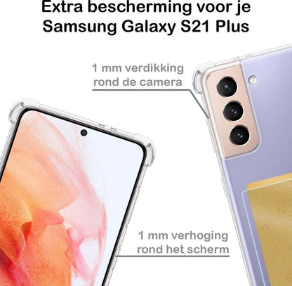 Forterra Samsung S21 Hoesje Kaarthouder Backcover Shockproof - Transparant