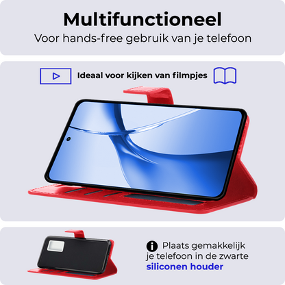 Forterra OnePlus Nord CE 4 Hoesje Bookcase Cover met Kaarthouder - Rood