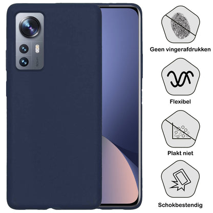Forterra Xiaomi 12 Pro Hoesje Siliconen Backcover Lichtgewicht - Donkerblauw