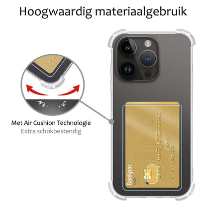 Forterra iPhone 15 Pro Max Hoesje Kaarthouder Backcover Shockproof - Transparant