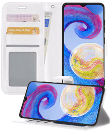 Forterra Samsung A04s Hoesje Bookcase Cover met Kaarthouder - Wit