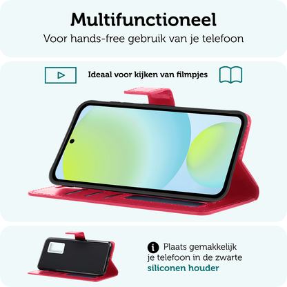 Forterra Samsung S24 FE Hoesje Bookcase Cover met Kaarthouder - Donkerroze