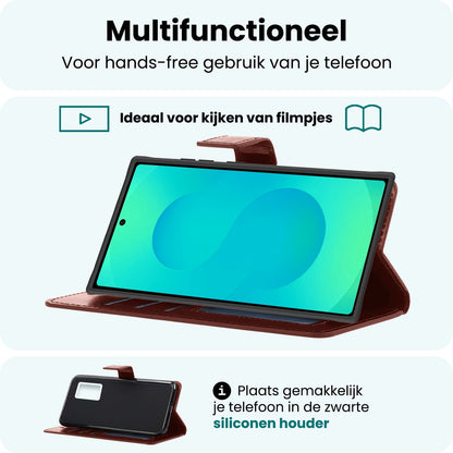 Forterra Samsung S25 Ultra Hoesje Bookcase Cover met Kaarthouder - Bruin