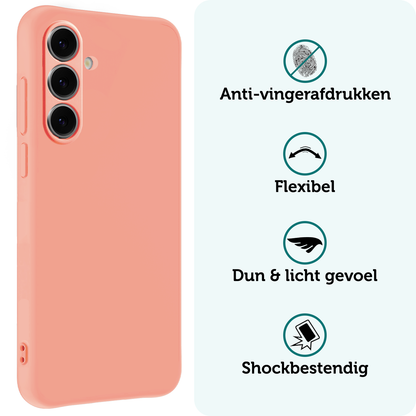 Forterra Samsung S24 FE Hoesje Siliconen Backcover Lichtgewicht - Perzik