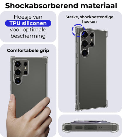 Forterra Samsung S24 Ultra Hoesje Shockproof Backcover Siliconen - Transparant