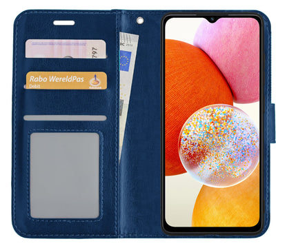Forterra Samsung A14 Hoesje Bookcase Cover met Kaarthouder - Donkerblauw