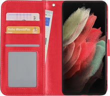 Forterra Samsung S21 Ultra Hoesje Bookcase Cover met Kaarthouder - Rood