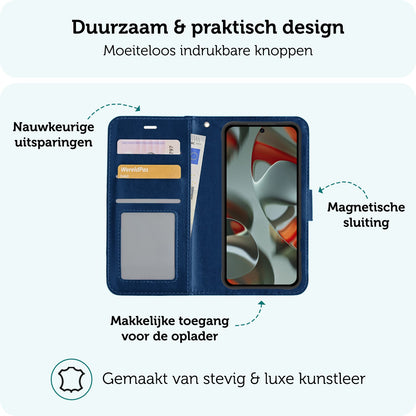 Forterra Google Pixel 9 Hoesje Bookcase Cover met Kaarthouder - Donkerblauw