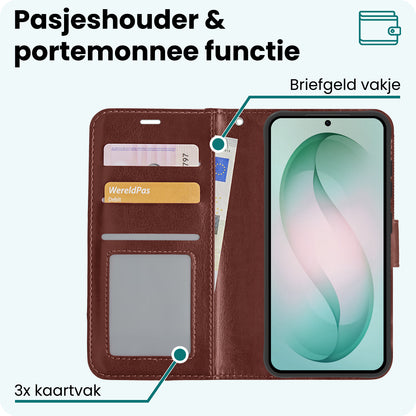 Forterra Samsung S26 Plus Hoesje Bookcase Cover met Kaarthouder - Bruin